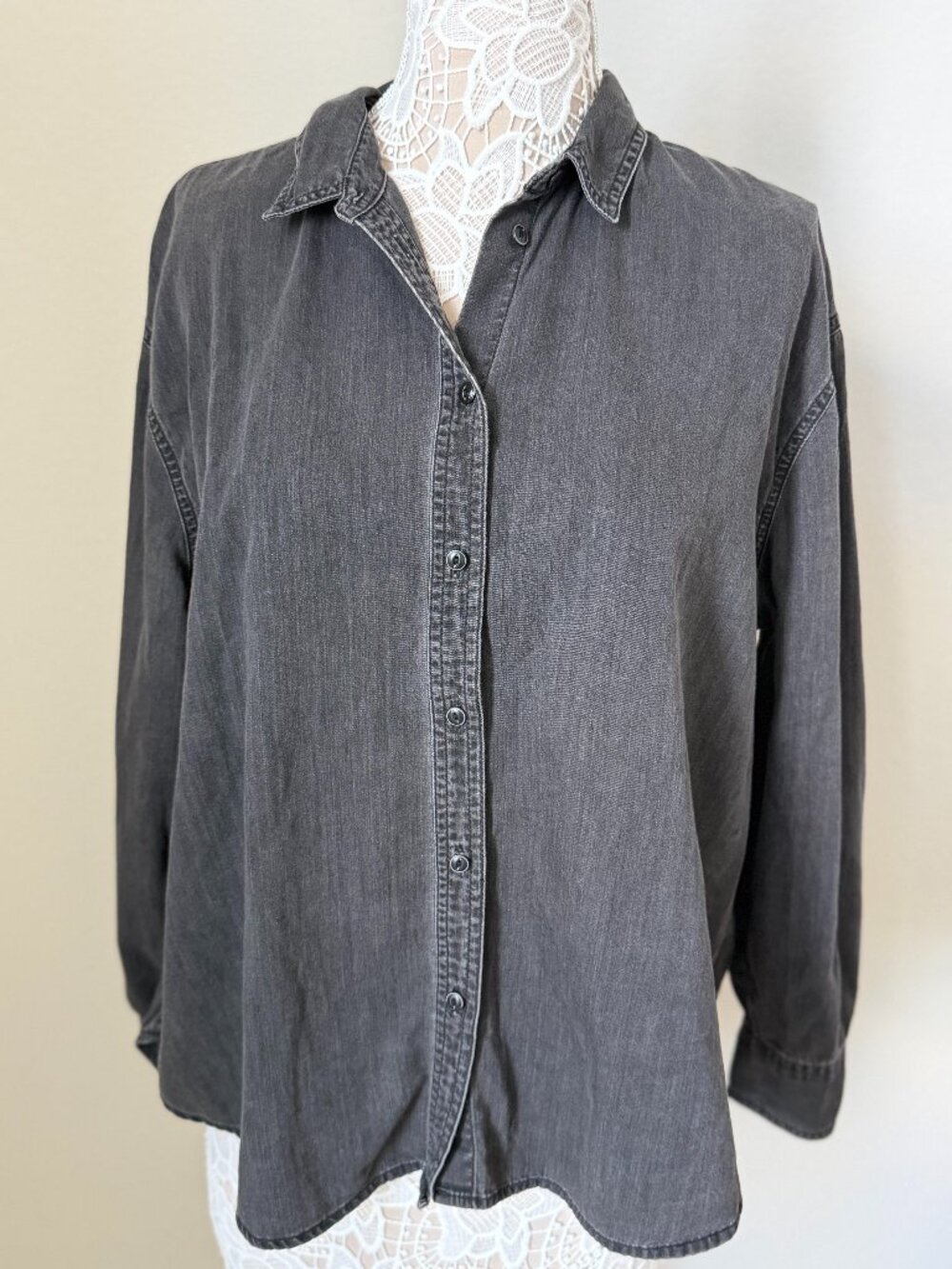 Madewell Denim Button Down Shirt Lunar Wash Grey - Size XL